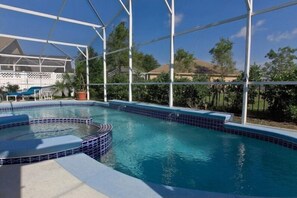 Family Villa, Hot Tub, Garden Area | Pool | Seasonal outdoor pool, pool loungers