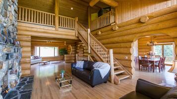 Télévision, cheminée, lecteur de DVD, table de tennis de table