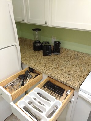 Fridge, microwave, oven, stovetop - Ocean View Condo@Beach Front Resort 150' Waterslide Indoor Pool Tennis Mini Golf (Atlantic Beach)
