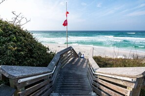 Beach nearby, sun loungers