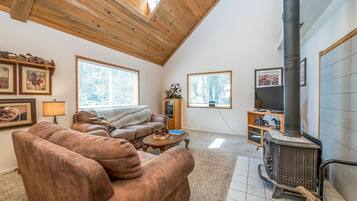 TV, DVD player, books, video library