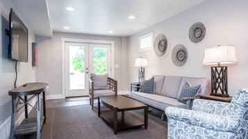 Flat-screen TV, DVD player