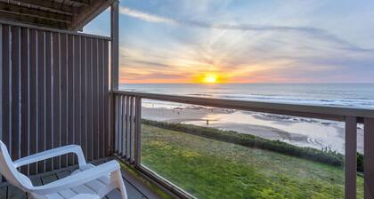 Starfish, 1 makuuhuone merenranta w / vuodesohva, takka, keittiö, valtameri parveke