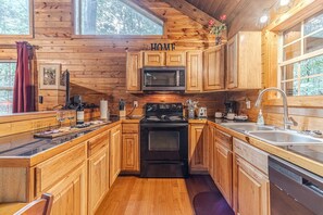 Fridge, microwave, oven, stovetop - Romantic Getaway Cozy Cabin | 1BR 1BA | Hot Tub | Jacuzzi | Pet Friendly (Cleveland)