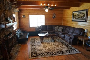 Smart TV, fireplace, video games, DVD player