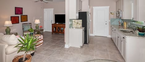 TV, DVD player, books, video library