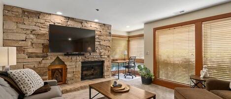 TV, fireplace, offices