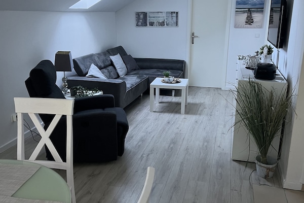 Blick in das Wohnzimmerim Obergeschoss