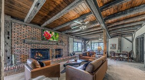 TV, fireplace, ping pong, books