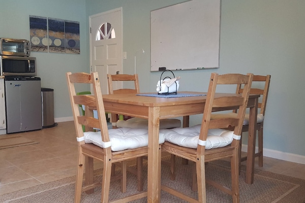 Downstairs dining room and kitchenette