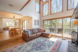 Smart TV, fireplace, video games, DVD player