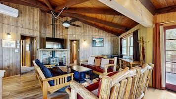 TV, fireplace, DVD player, video library