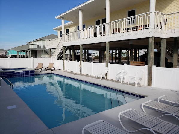 Outdoor pool - Celebrate Christmas at Navarre Beach. Private Pool and Spa, Large 5 bed 4 bath (Navarre)
