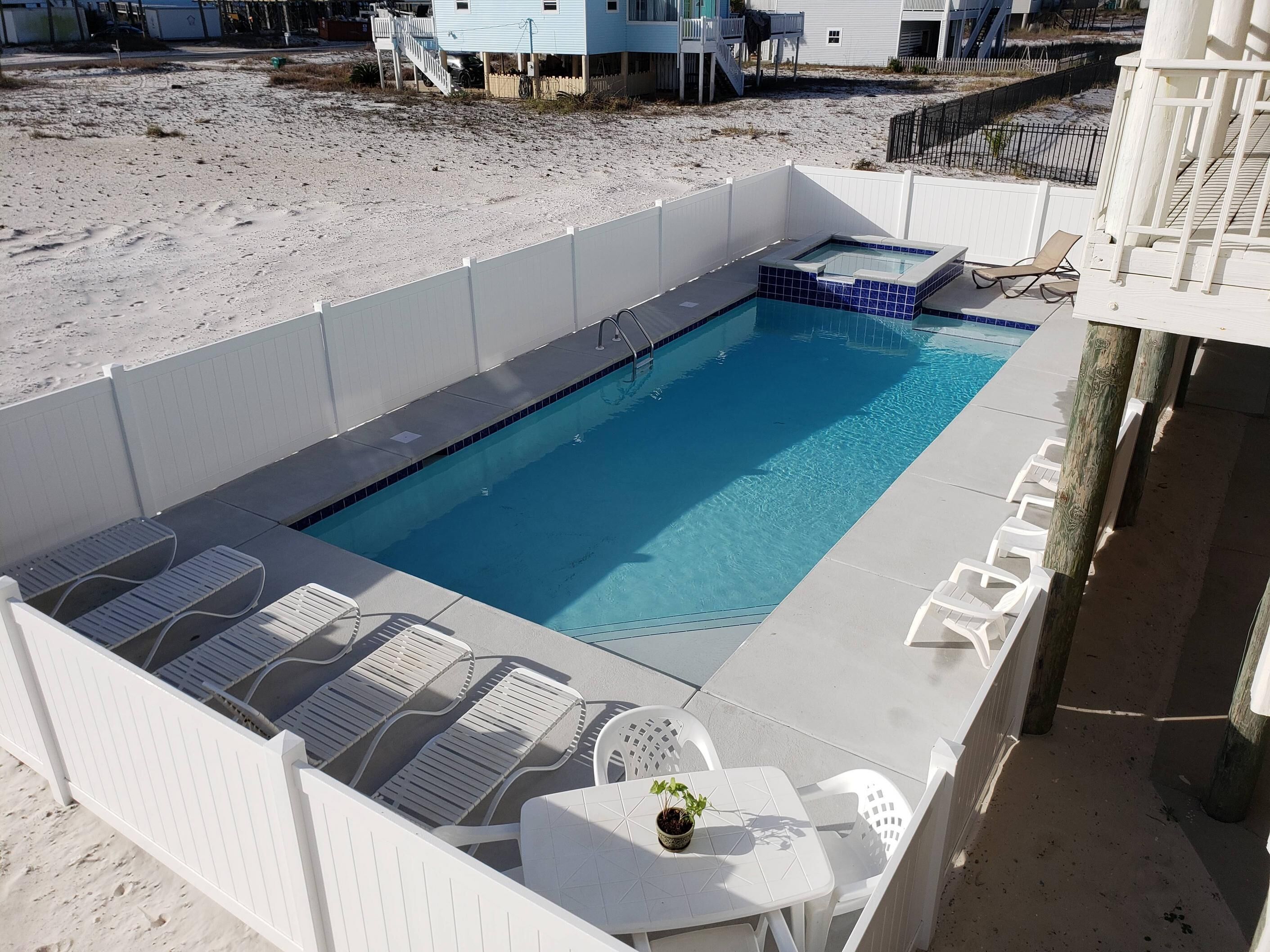 Looking down to Pool and Spa