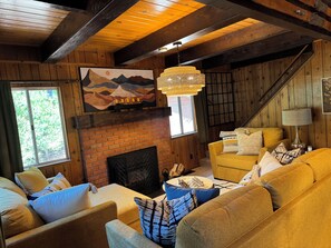 TV, fireplace, DVD player, video library
