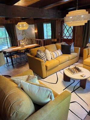 TV, fireplace, DVD player, video library