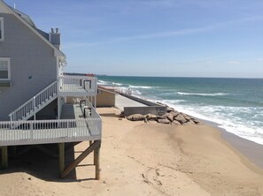 On the beach, sun-loungers - 2 Bedroom 2 Bath duplex on Misquamicut Beach (Westerly)