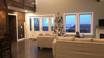 Smart TV, fireplace, table football