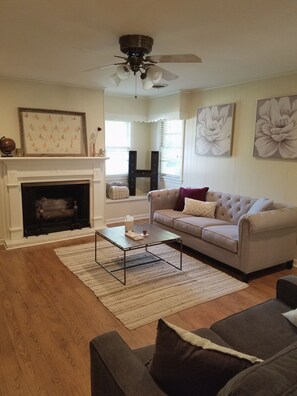 TV, DVD player, books, video library