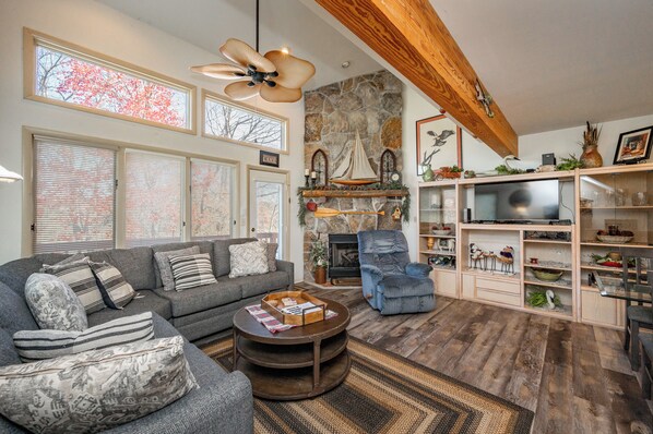 TV, fireplace, DVD player