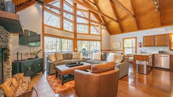 Smart TV, fireplace, DVD player