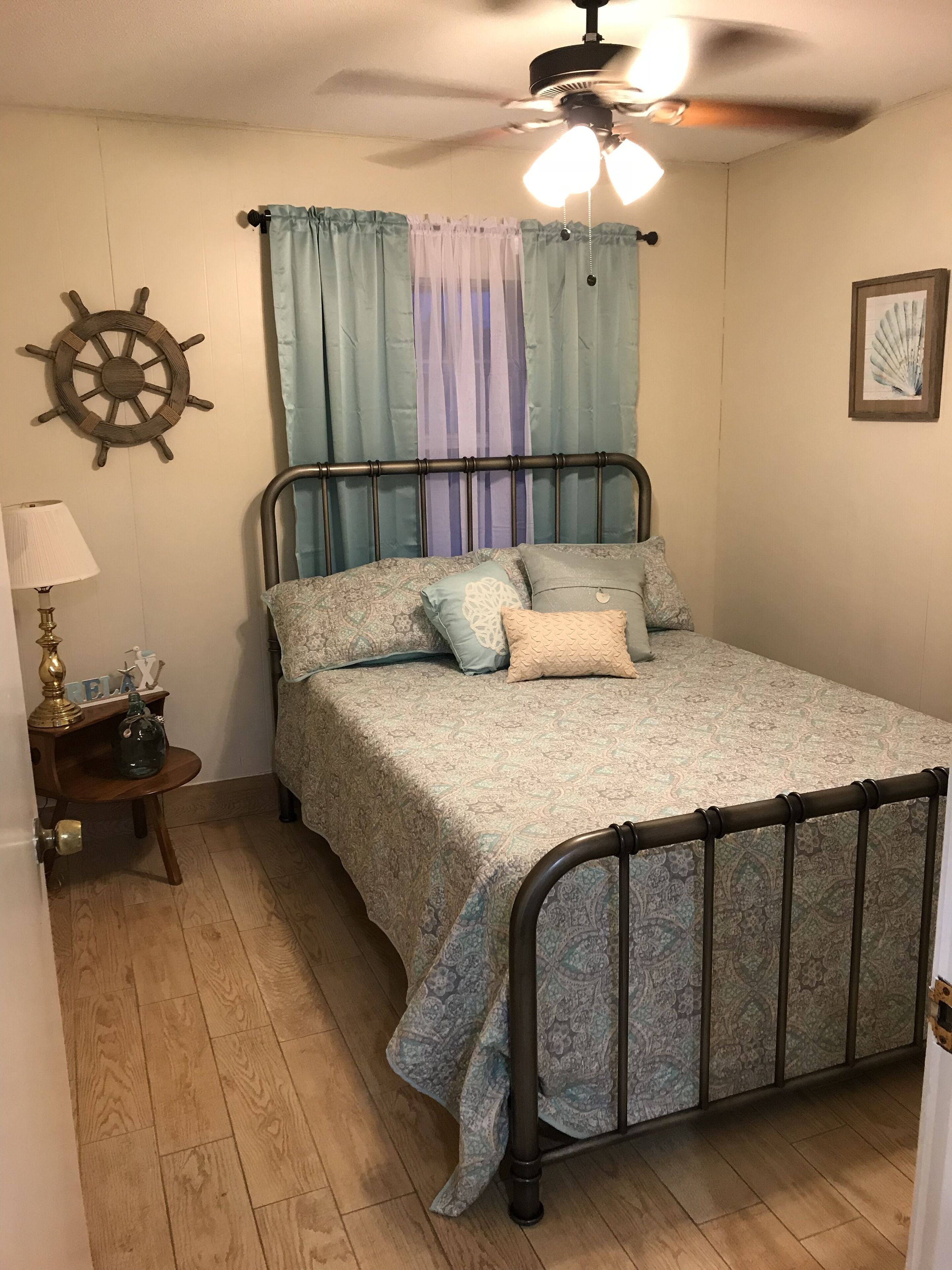 Master bedroom with new queen bed and mattress and on suite bathroom