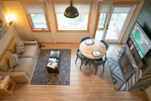 Unwind on the comfortable couch after a wonderful day outside!