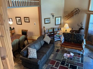 Televisión, chimenea, reproductor de DVD y libros 