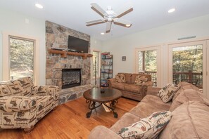 Smart TV, fireplace, table football, ping pong