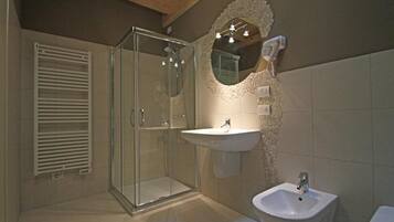 Hair dryer, bidet, towels
