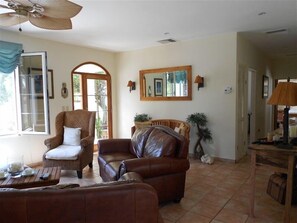 Smart TV, DVD player, books, music library