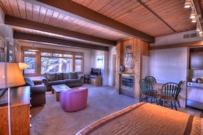 TV, fireplace