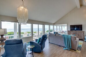 TV, fireplace, DVD player, foosball