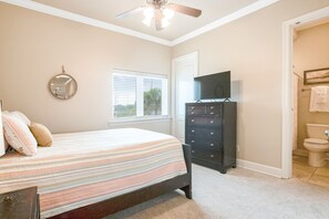 5 bedrooms, memory foam beds, iron/ironing board, travel crib