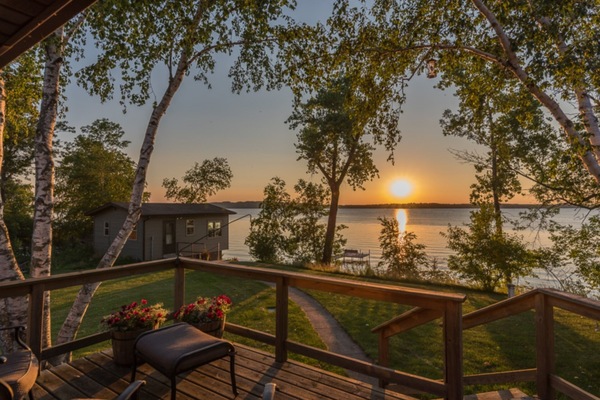 Sunset view from the lakeside deck.