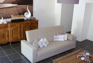 Apartment, Terrace, Ground Floor (ROMARIN) | Living area | Flat-screen TV