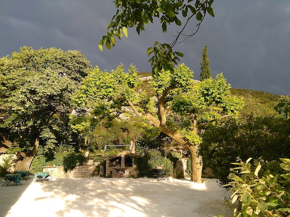 Outdoor banquet area