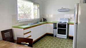 Fridge, microwave, oven