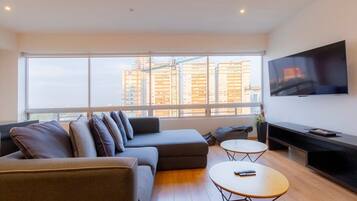 TV, books, stereo, offices