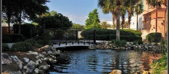 Walk to Spanish Springs, free 4 seater golf cart, covered patio! Pools nearby!!