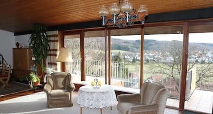 House Luise on Bostalsee, apartment 1: panoramic view and large balcony