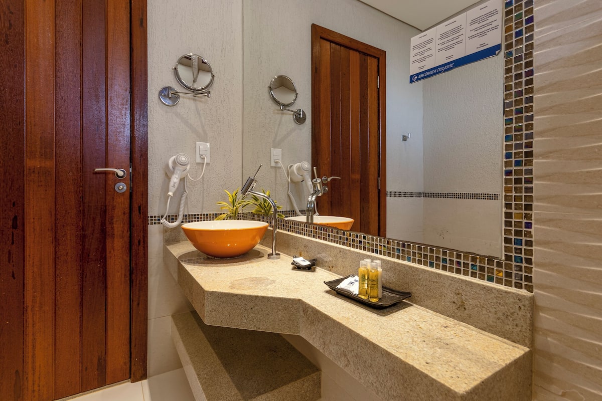 superior double room, 1 double bed, balcony, ocean view | bathroom | shower, rainfall showerhead, free toiletries, hair dryer