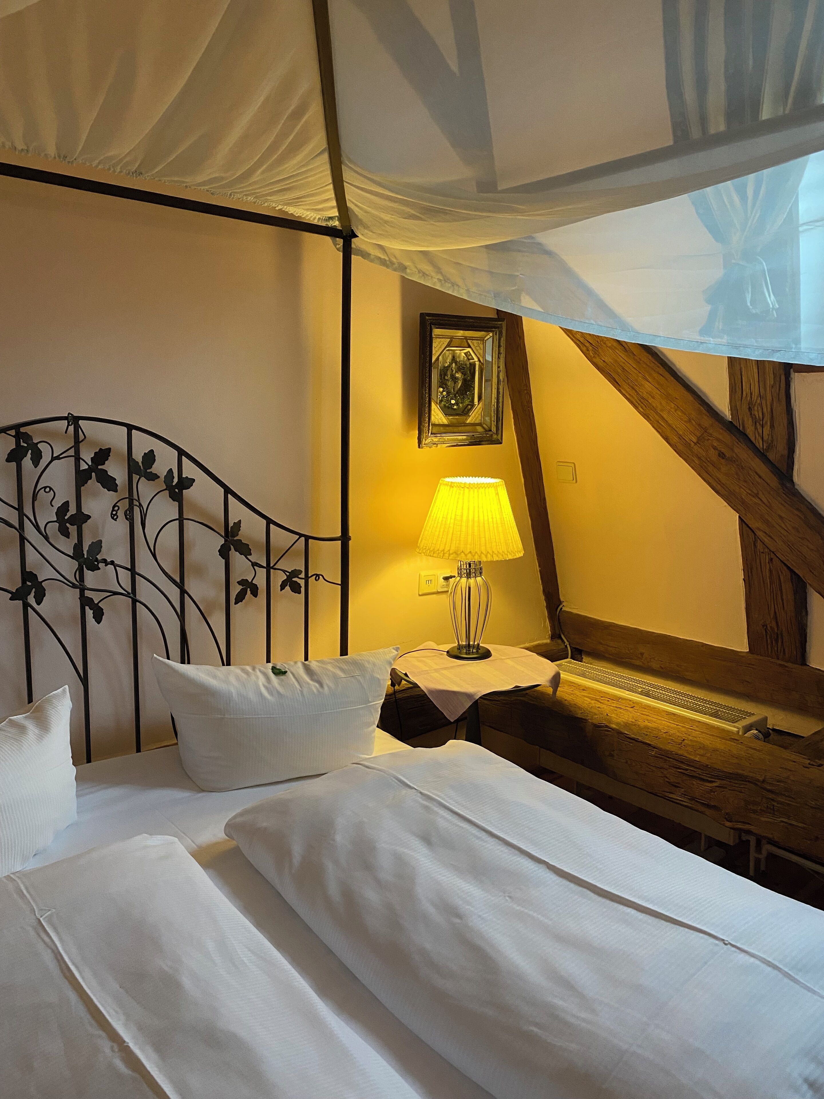 honeymoon room | hypo-allergenic bedding, desk, blackout curtains, iron/ironing board