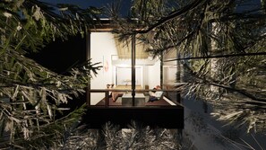 奢華木屋 | 起居區 | 60-吋智慧型電視、數位頻道、Netflix、串流服務