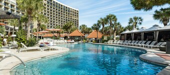 Oceanview condo with pools, hot tubs, sauna, and two balconies