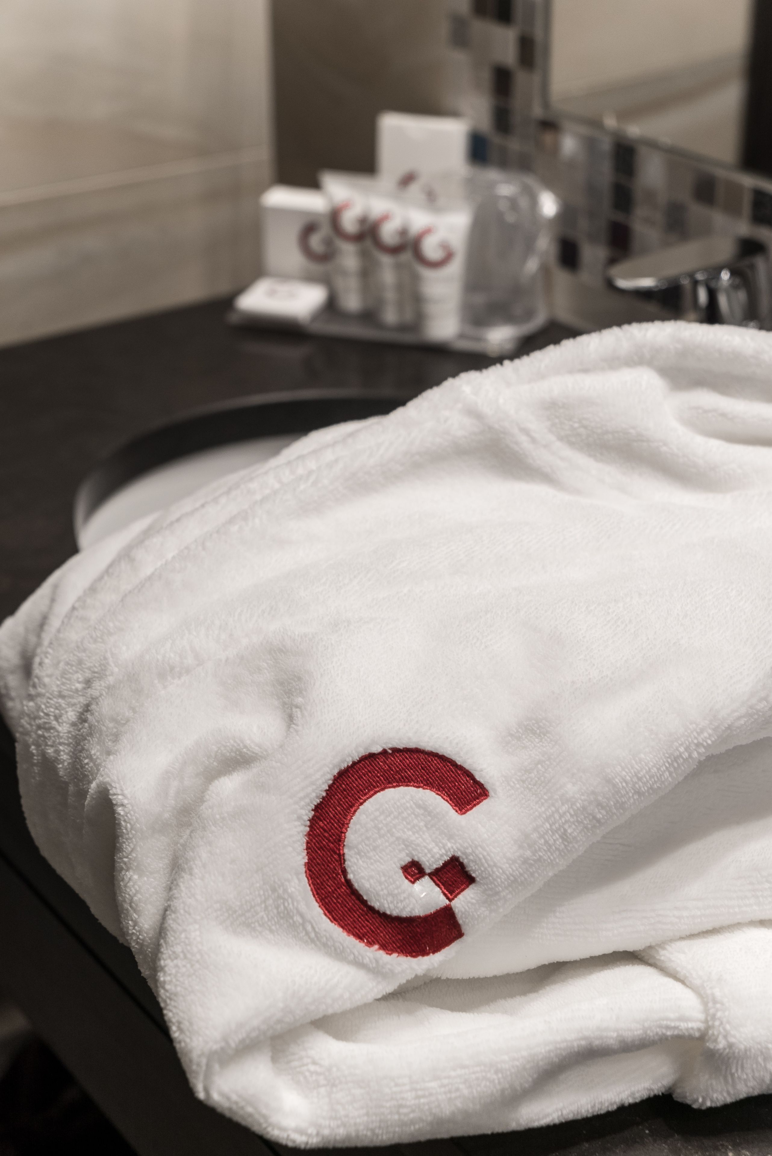 shower, designer toiletries, hair dryer, bathrobes