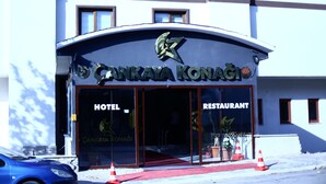 A hotel entrance with a sign reading "CANKAYA KONAGI HOTEL RESTAURANT". - Cankaya Konagi (Ankara)