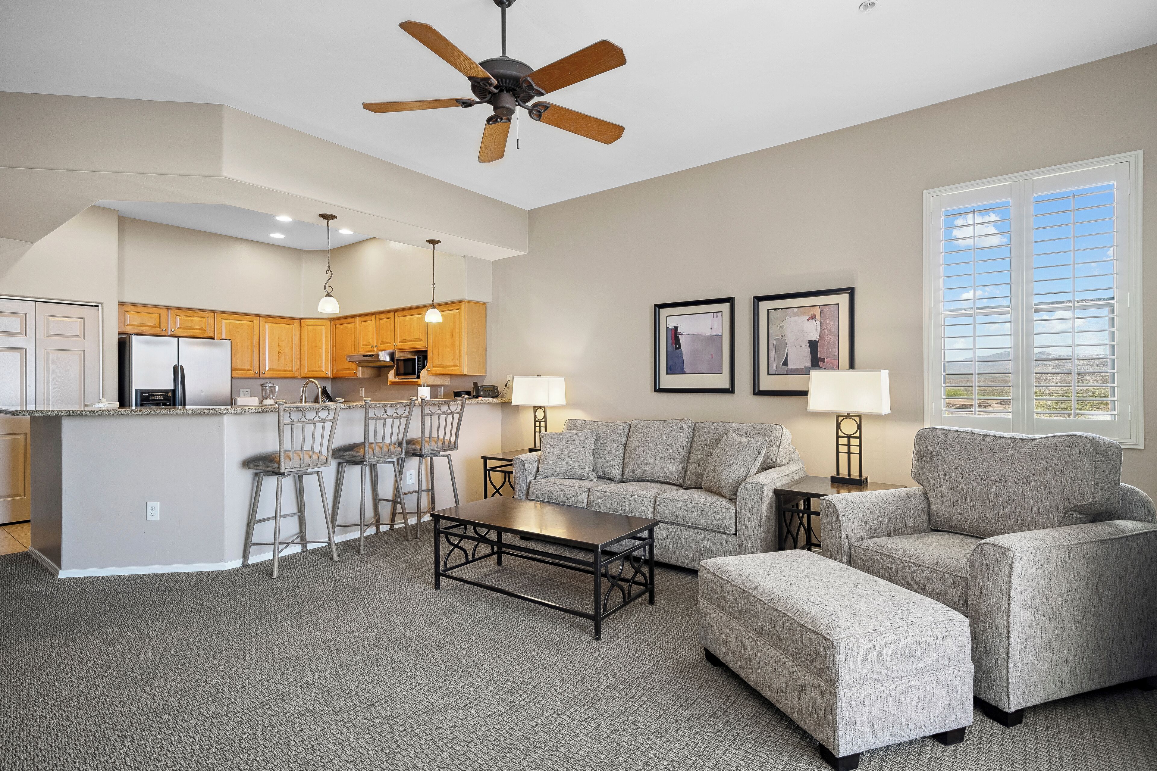 Suite, 1 King Bed, Non Smoking | Living room | Flat-screen TV, DVD player