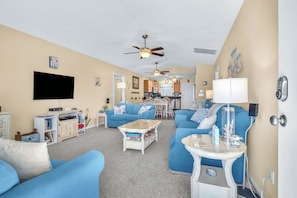 TV, DVD player, books, video library - Shore Beats Work: Beachy, Dog-friendly, Ocean View Home (Oak Island)