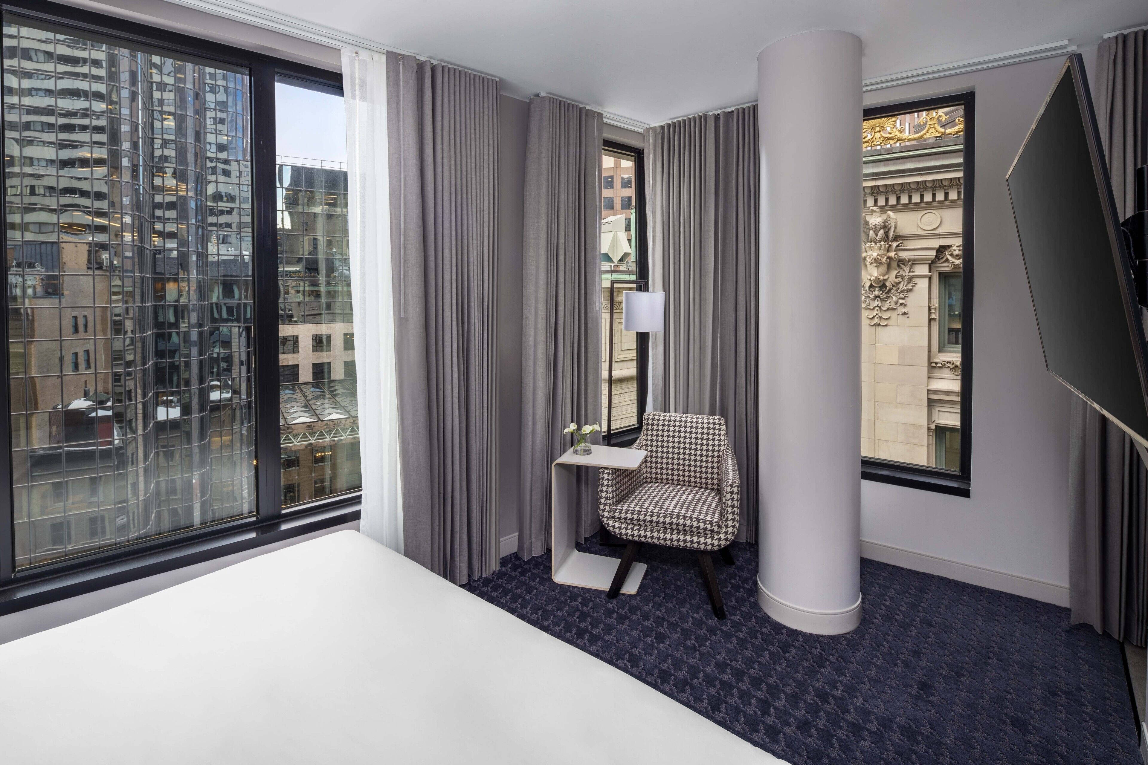 Premium bedding, down comforters, pillowtop beds, minibar